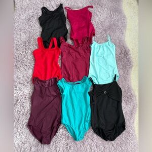 Ballet leotards bundle of 8 in Black, Red, Burgundy, Aqua